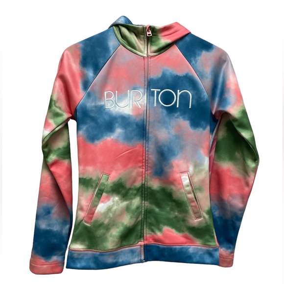 Burton Peak Hoodie Full Zip multicolor watercolor jacket small - Picture 1 of 4